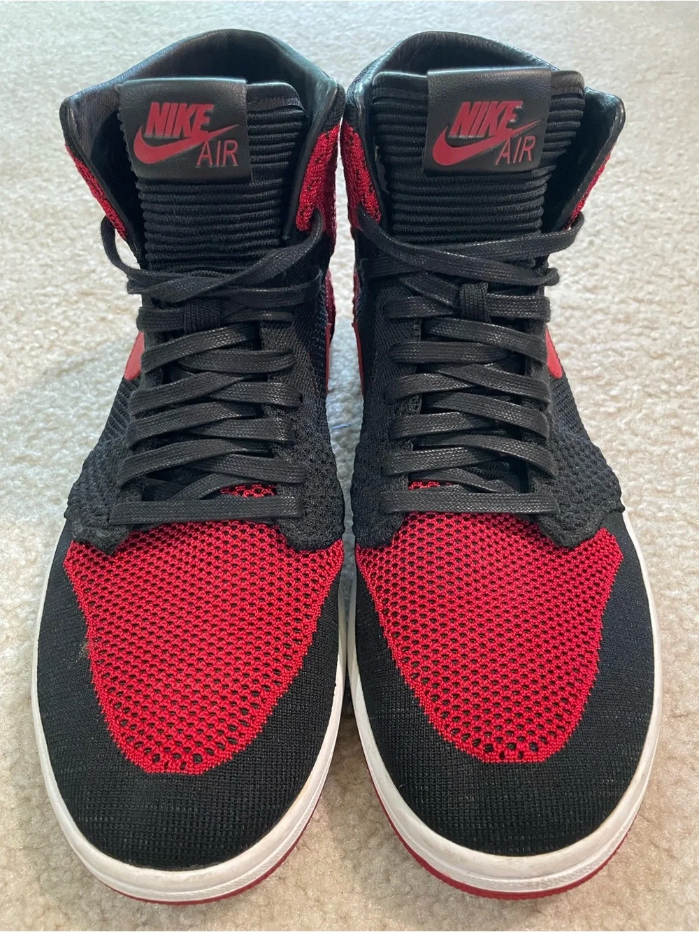 Nike Air Jordan 1 Retro High OG Flyknit 'Bred' - Red & Black Men’s Size 12